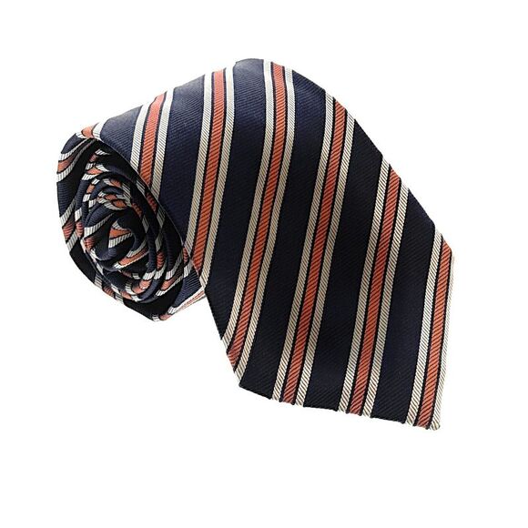 Emporio Armani Mens Blue Orange Stripe Tie – Made in Italy - Picture 1 of 5